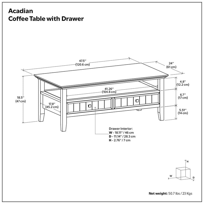 Acadian - Coffee Table With Drawer - Brown by Unique Piece Furniture