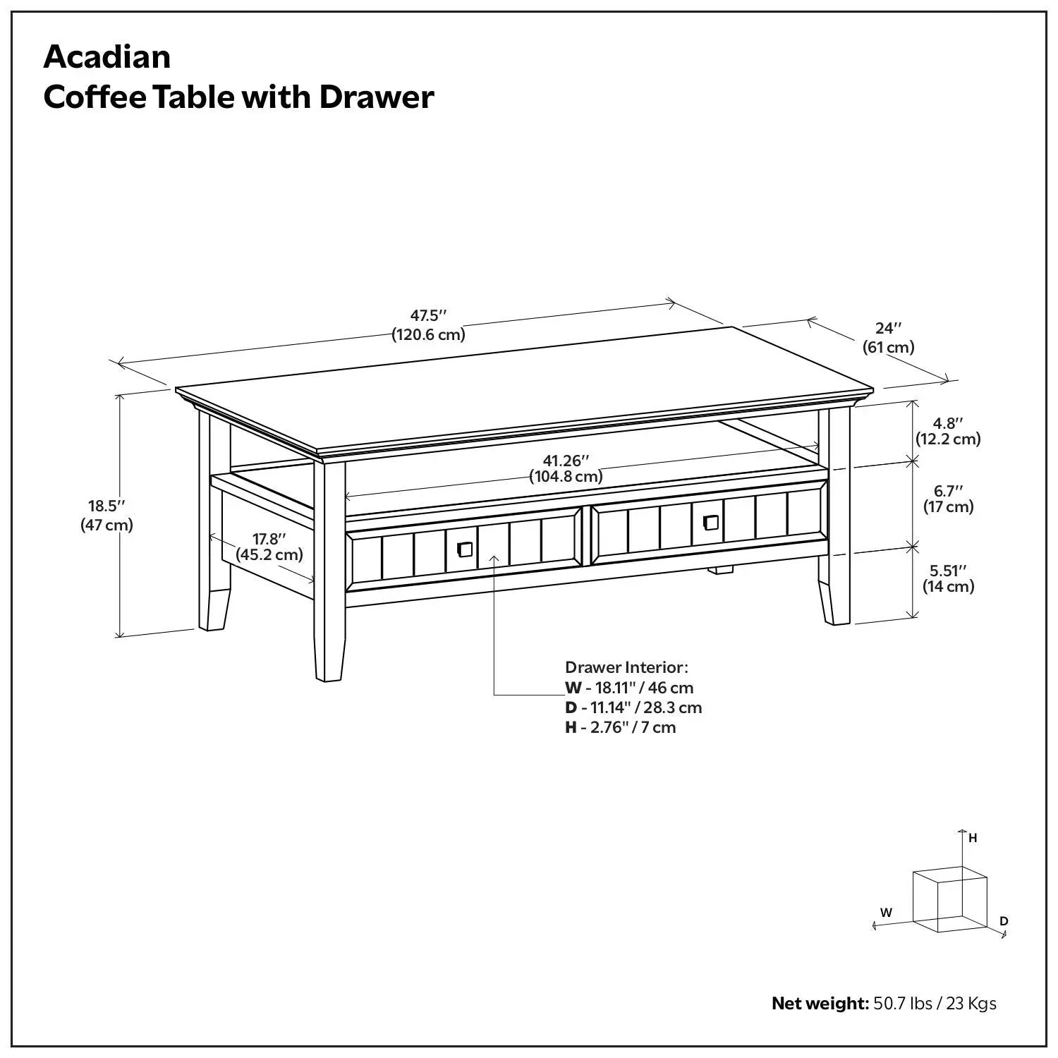 Acadian - Coffee Table With Drawer - Brown by HouseOfZazla