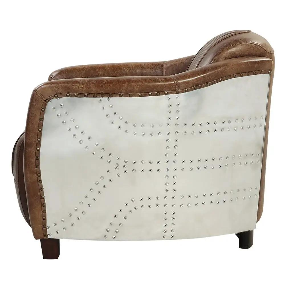 Brancaster - Chair - Retro Brown Top Grain Leather & Aluminum by Unique Piece Furniture