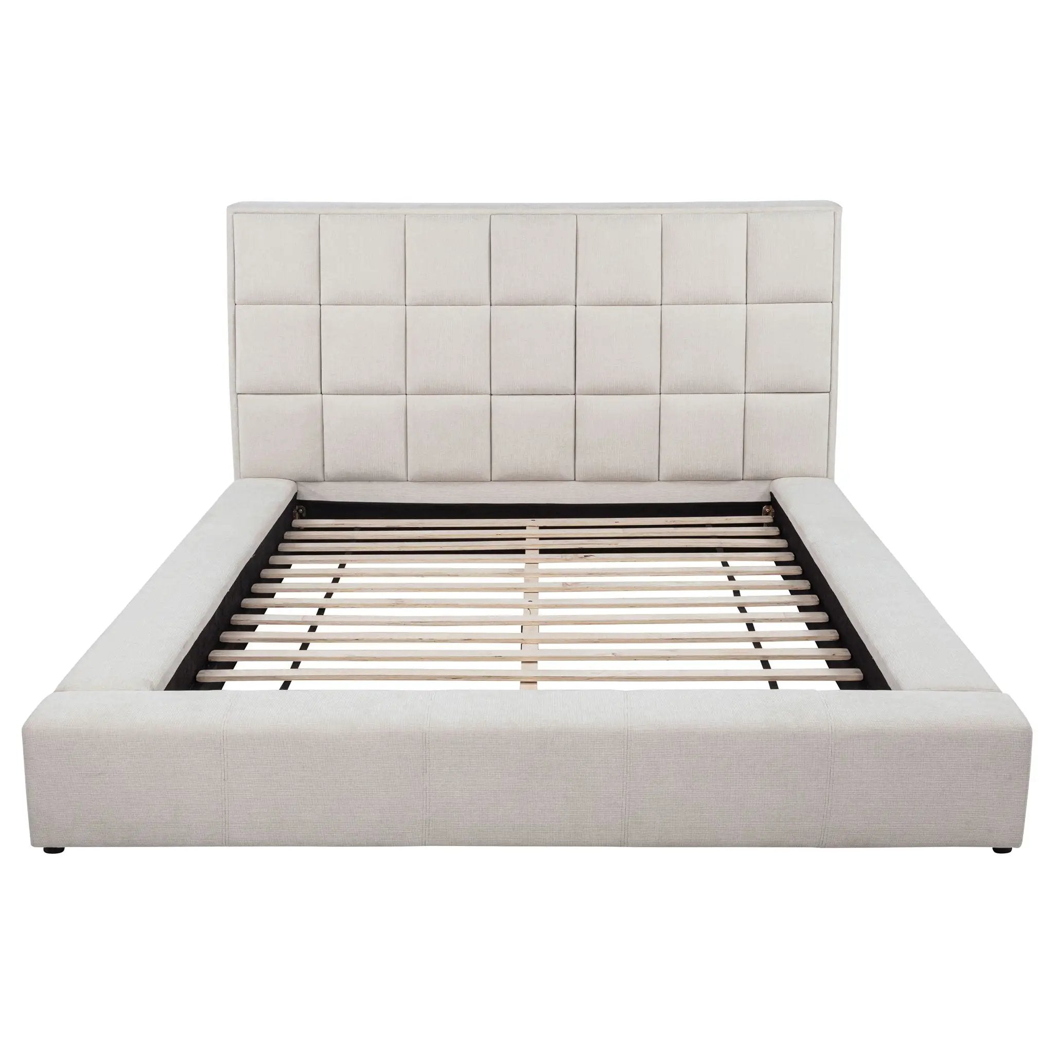 Dreux Upholstered Queen Panel Platform Bed Cream by Unique Piece Furniture