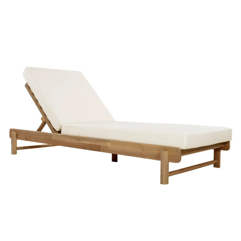 Light Teak Acacia Wood Chaise Lounge Set: 1 Frame + 1 Cushion by HouseOfZazla
