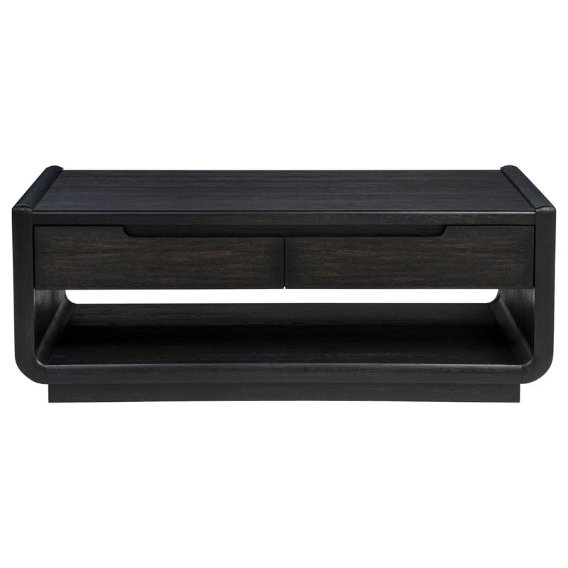 Leandro 2-drawer Wood Cocktail Coffee Table Burnished Black by Unique Piece Furniture