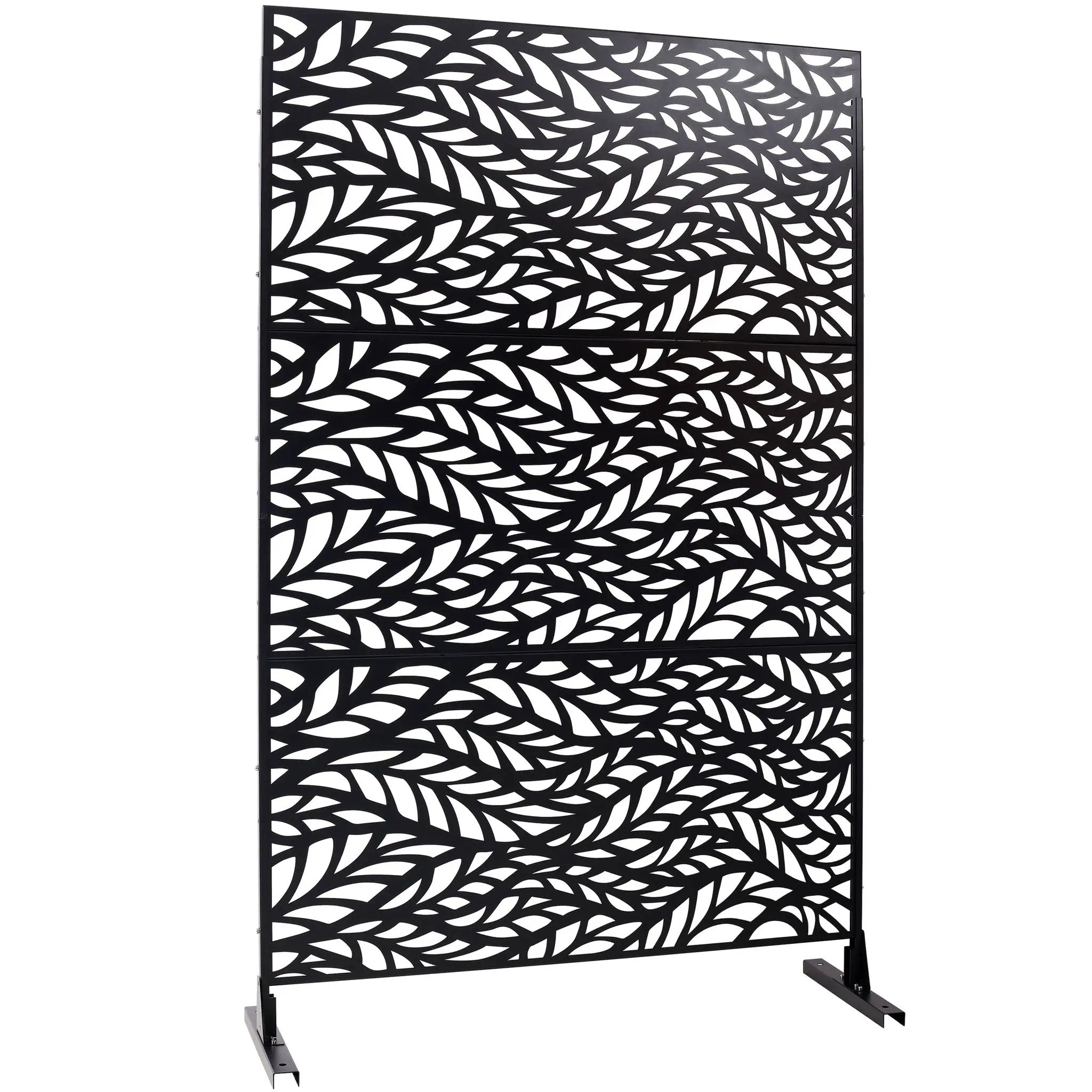 Outdoor & Indoor Privacy Screen Metal Privacy Screen, Freestanding Decorative Privacy Screen For Deck Balcony Patio - Black by Unique Piece Furniture