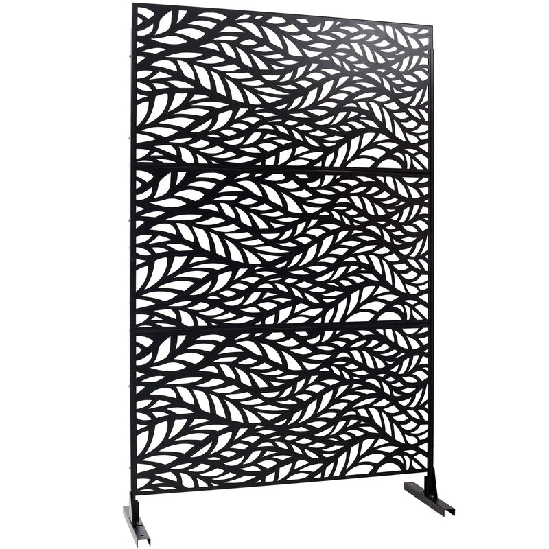 Outdoor & Indoor Privacy Screen Metal Privacy Screen, Freestanding Decorative Privacy Screen For Deck Balcony Patio - Black by Unique Piece Furniture