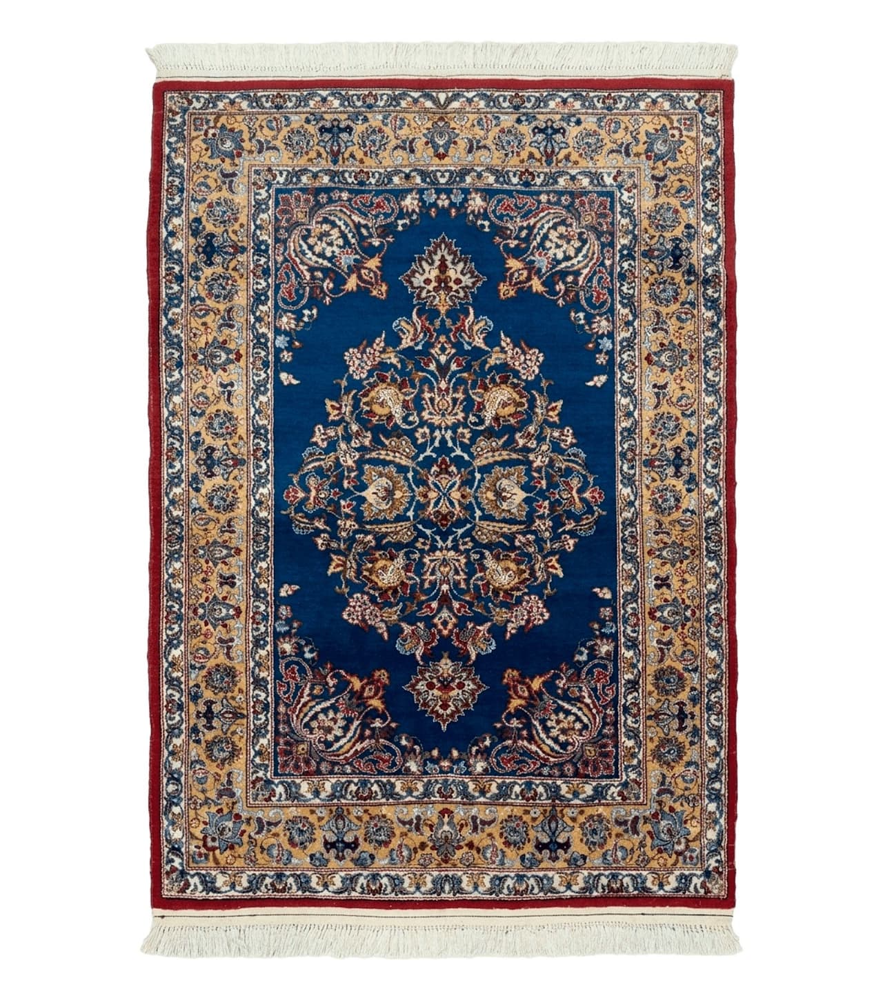 Blue Persian Qum Rug 3.6 x 5, Floral Medallion, Fine 310 KPSI by Jewel Rugs