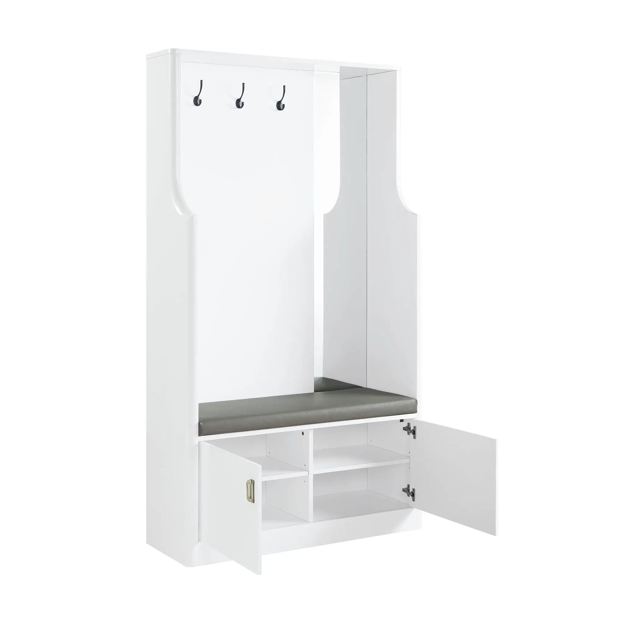 Buck II - High Gloss Hall Tree - White by HouseOfZazla
