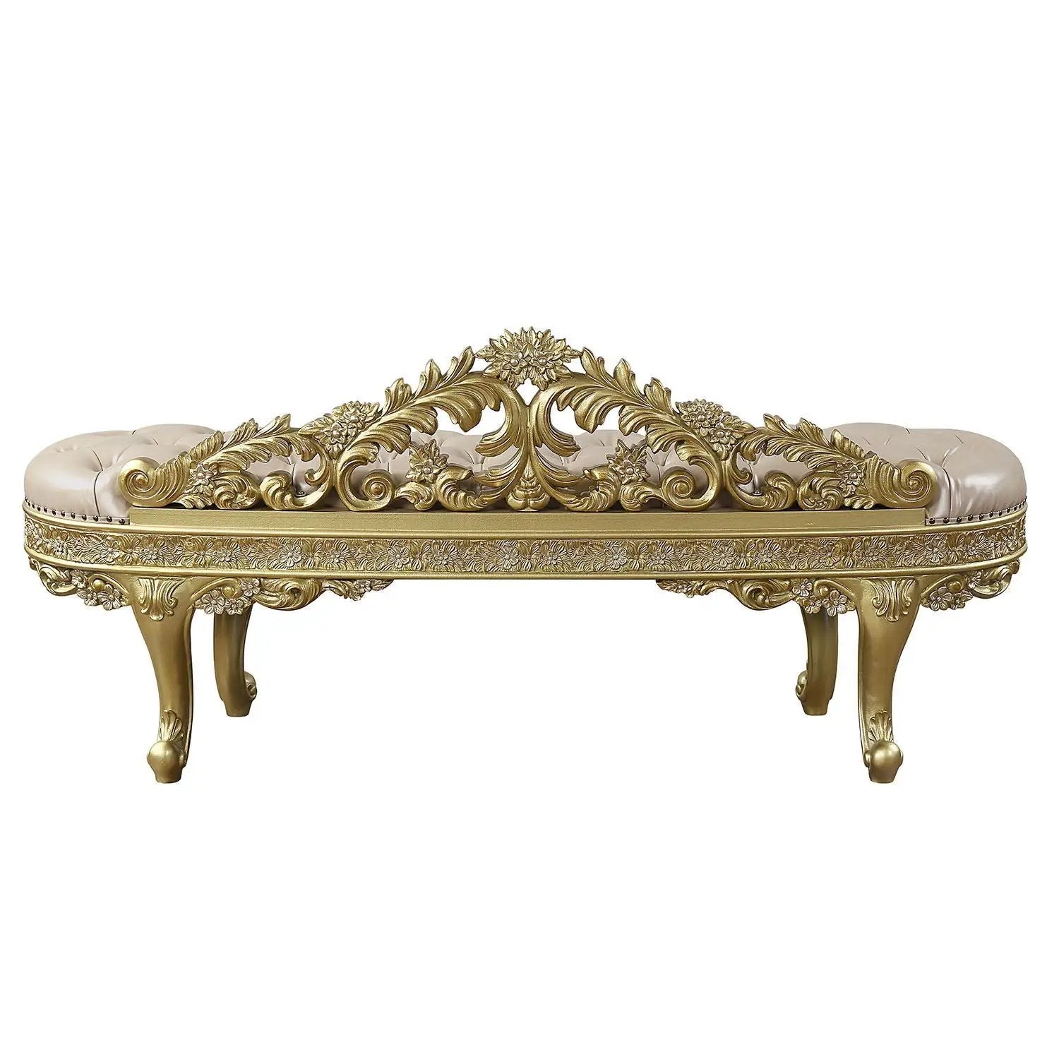 Cabriole - Synthetic Leather Bench - Gold by HouseOfZazla