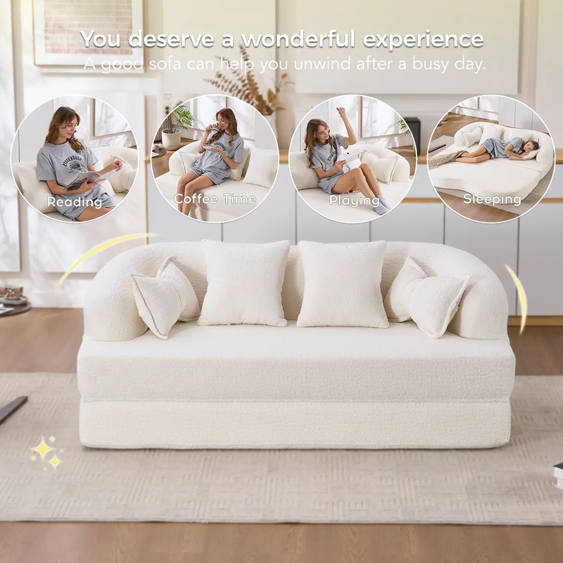 2-in-1 Foldable Sofa Bed with 4 Pillows by HouseOfZazla