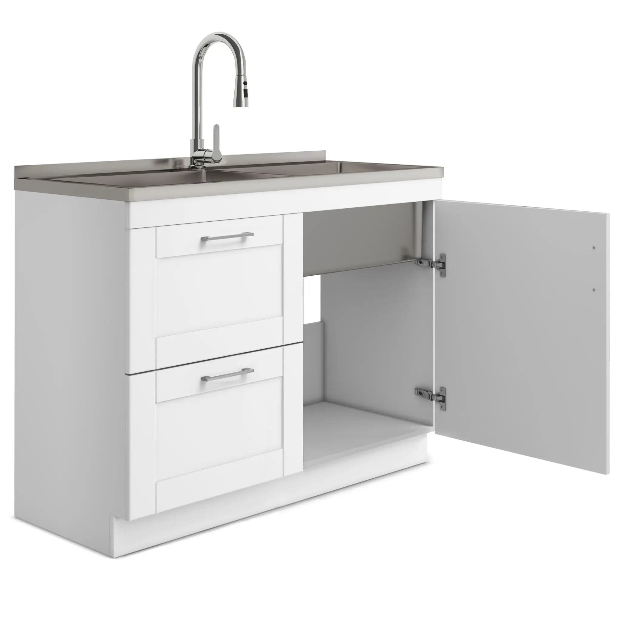 Shaker - Modern Wide Laundry Cabinet With Faucet And Sink - White by Unique Piece Furniture