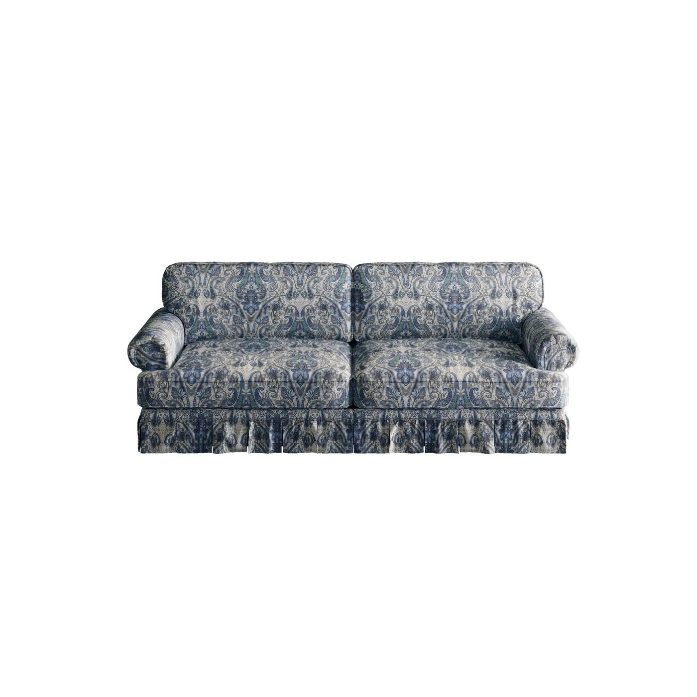 Luxuriously Comfortable Cloud Couch With Elegant Rolled Arms & Pleated Skirt Design by HouseOfZazla