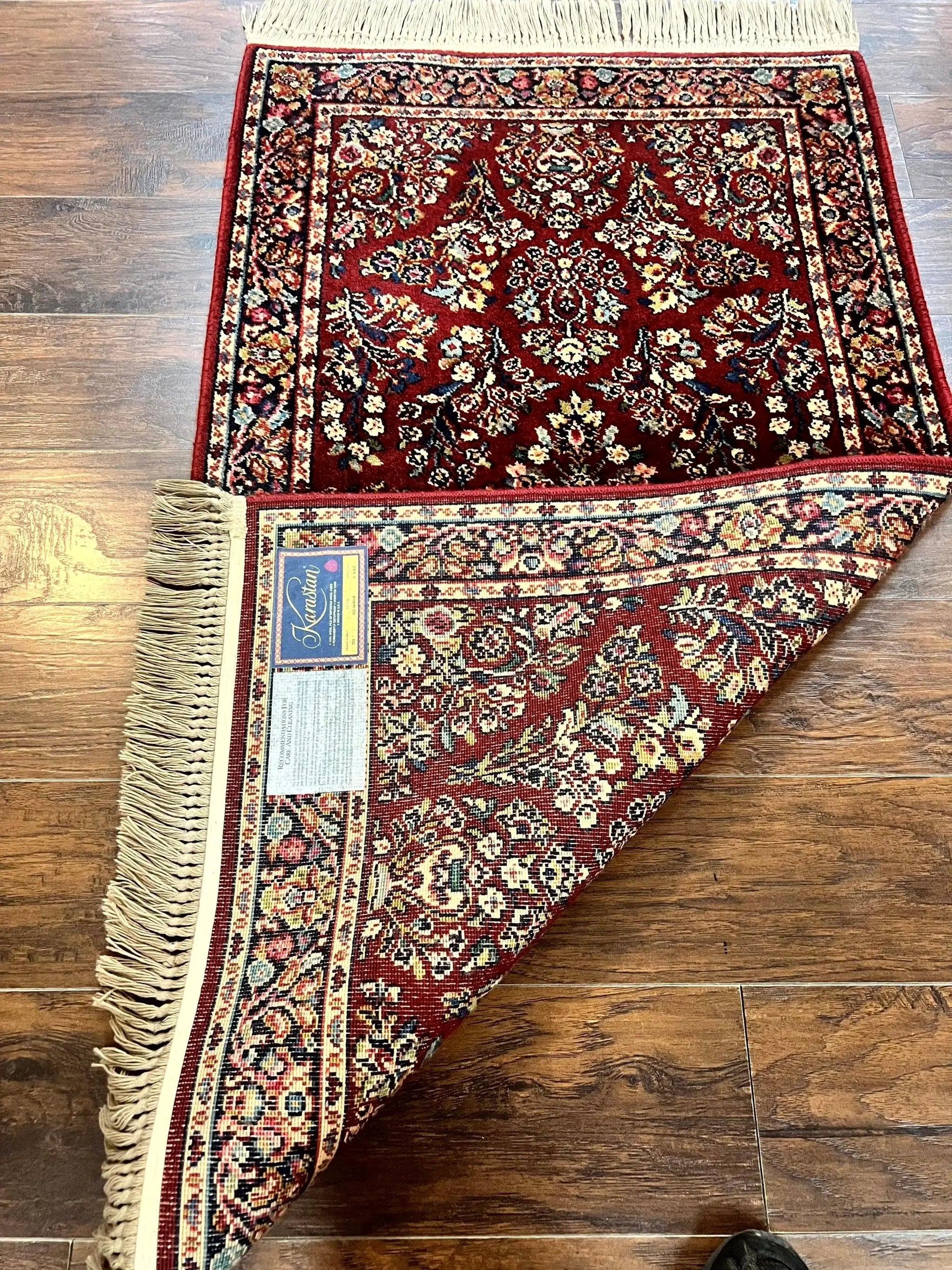 Karastan Rug 3x5 Red Sarouk #785, Small Karastan Wool Pile Rug, Original 700 Series, Discontinued Vintage Karastan Carpet by Jewel Rugs