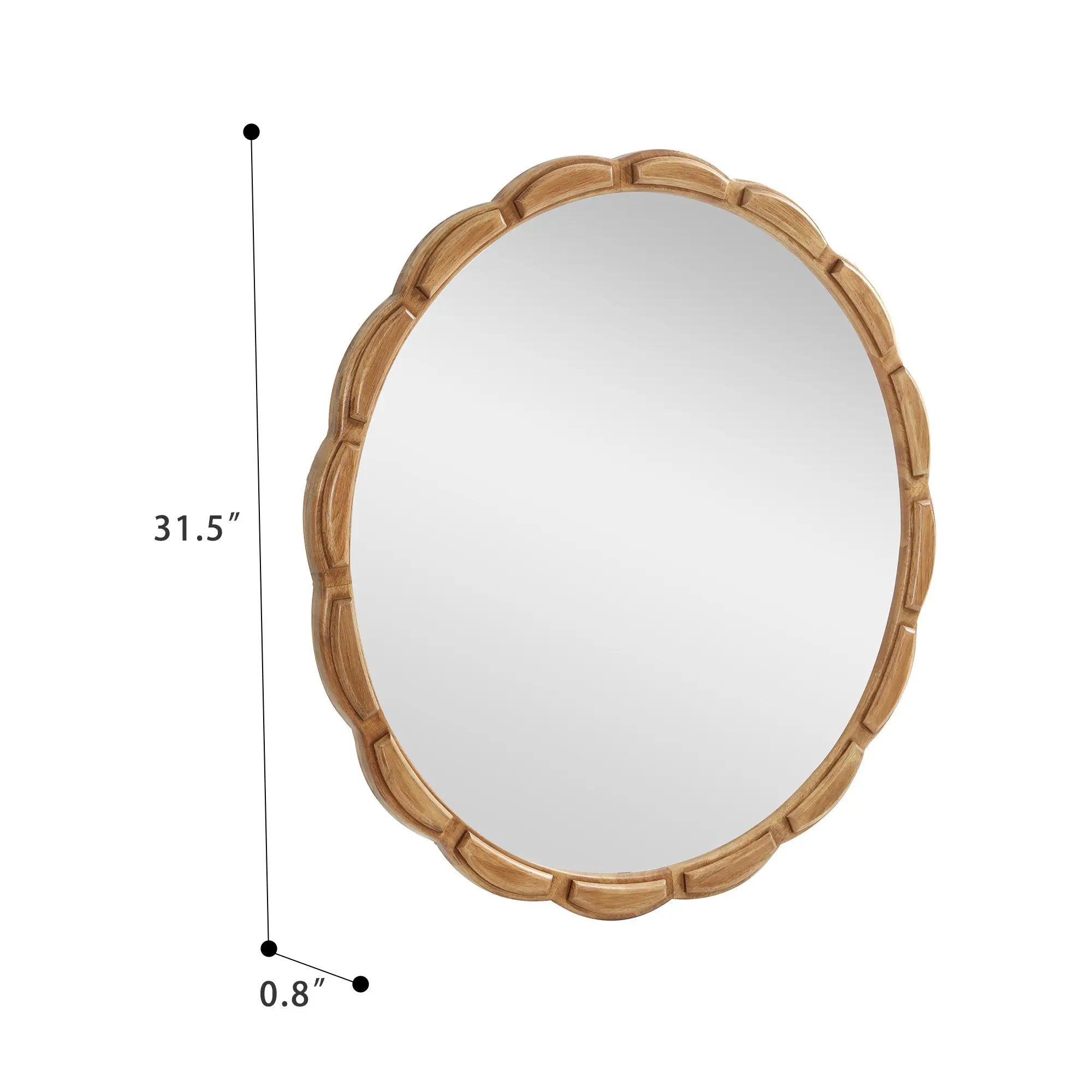 Round Solid Wood Wall Mirror - 31.5" Rustic Farmhouse by HouseOfZazla