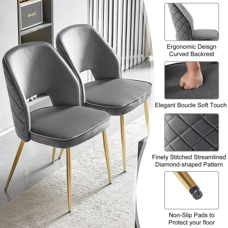 Dining Chairs With Metal Legs And Hollow Back Upholstered Dining Chairs by HouseOfZazla