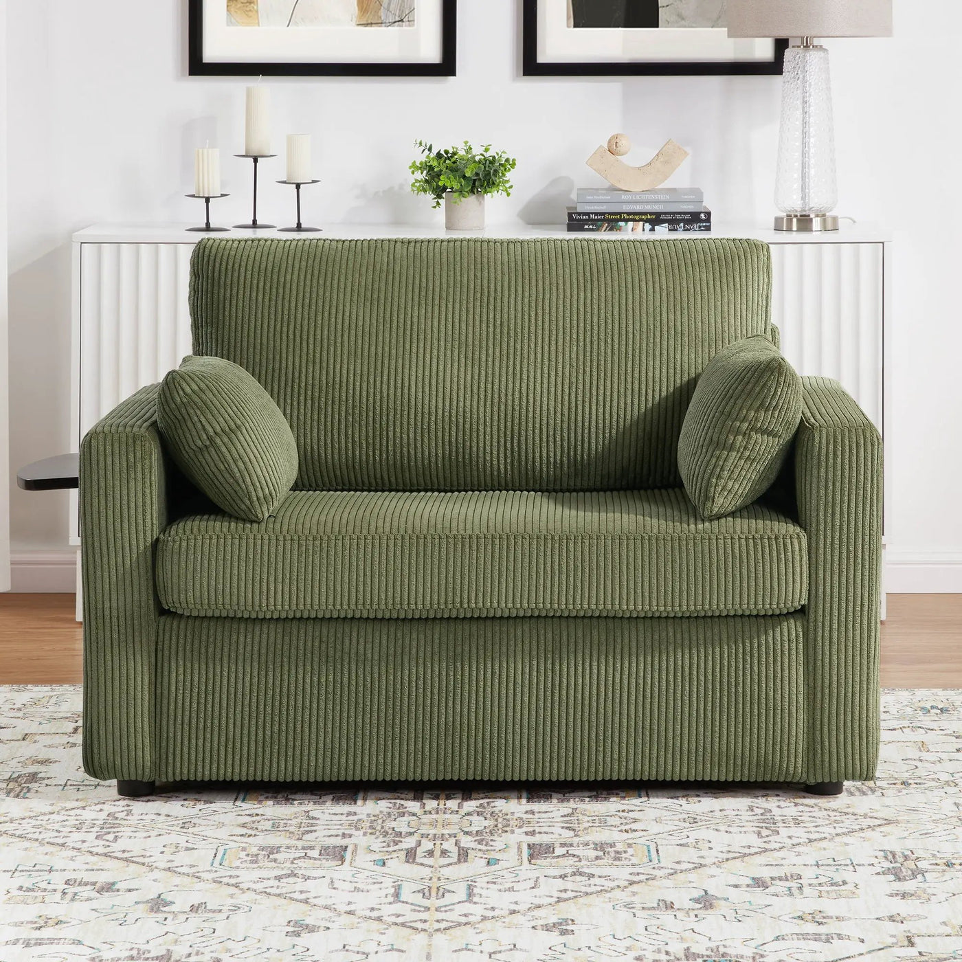 Sleeper Sofa With Foldable Mattress, USB Ports, Side Table & Storage Pocket by HouseOfZazla