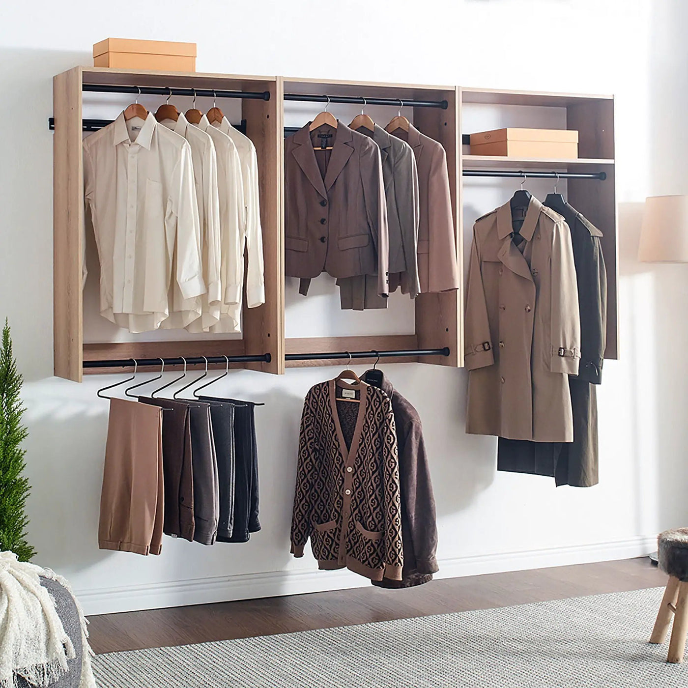 Devi - Wall Mounted Wood Closet System by HouseOfZazla