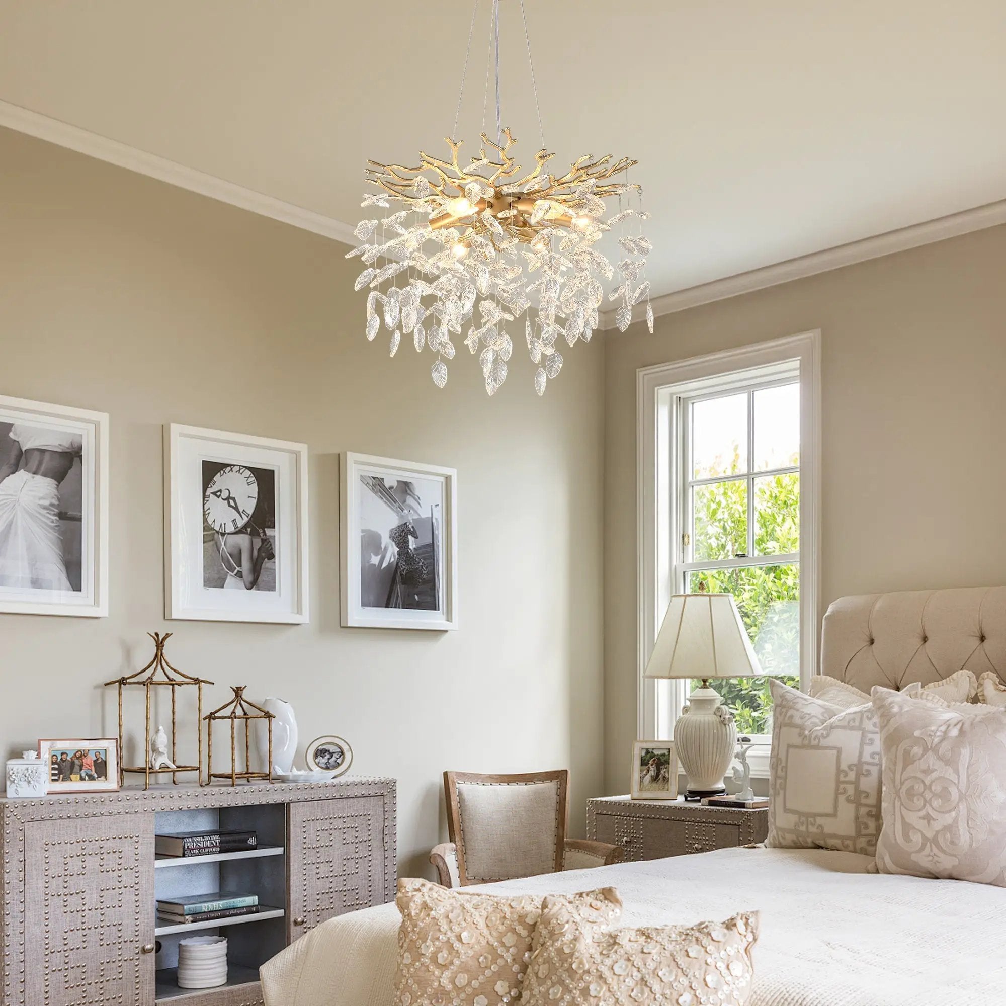 6-Light Chandelier Crystal Ceiling Lamp - Gold Finish by HouseOfZazla