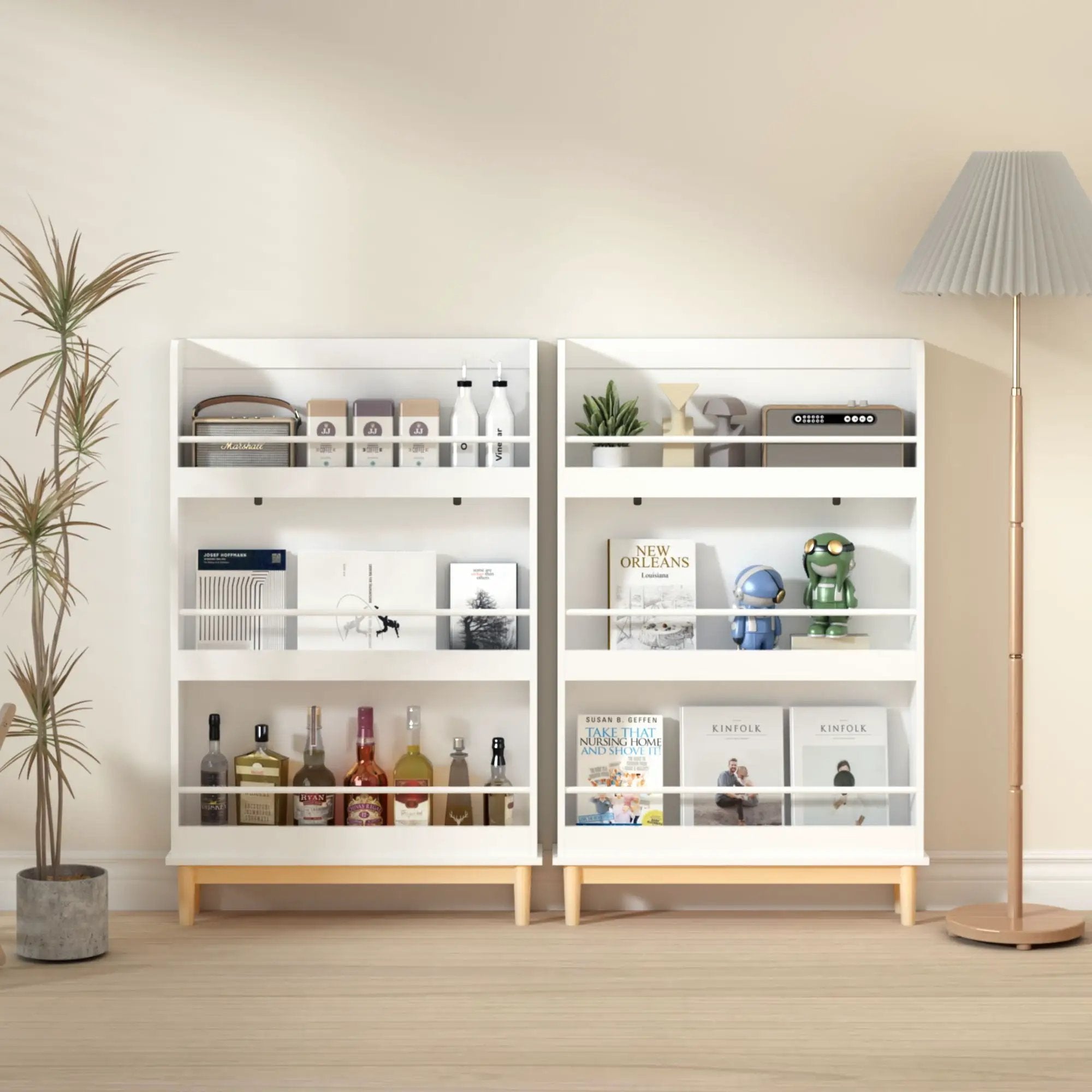 Wall Mounted Bookshelf, 3 Front Facing Display Shelves For Toddler Bedroom - White by Unique Piece Furniture