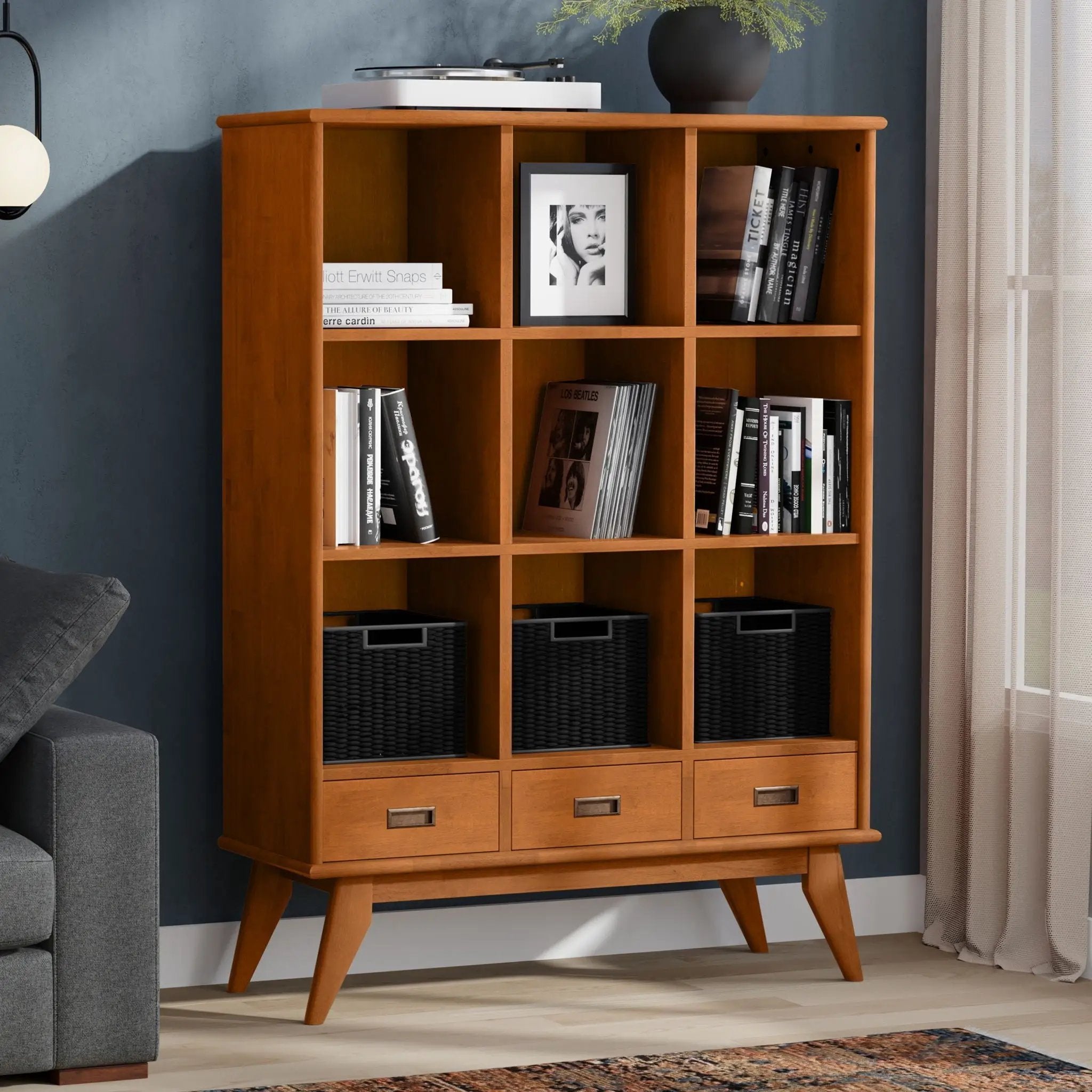 Draper - 9 Cube Storage With Drawers - Brown by HouseOfZazla