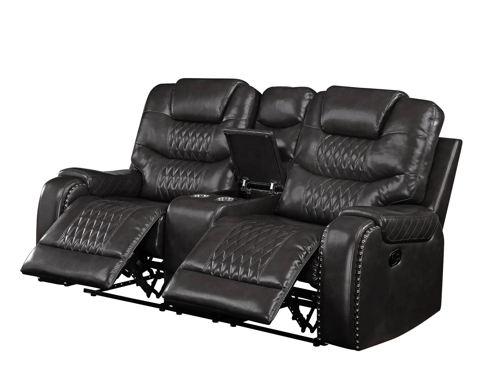 Braylon Recliner Loveseat With Cupholder Console - Brown by HouseOfZazla