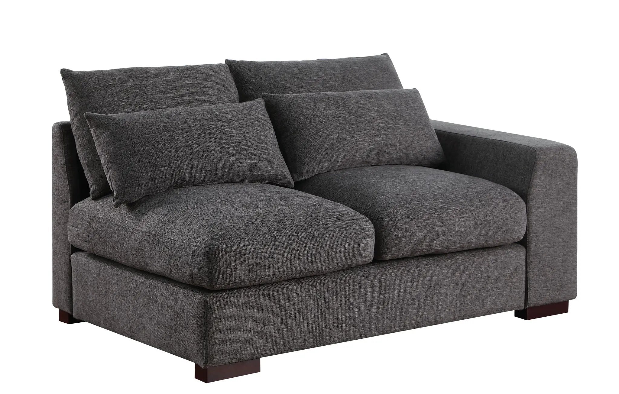 Tatman - Linen Blend Sectional With 2 Ottomans - Dark Gray by HouseOfZazla