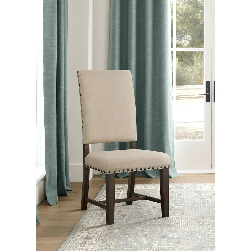 Upholstered Side Chair With Nailhead Accents (Set of 2) - Beige by HouseOfZazla