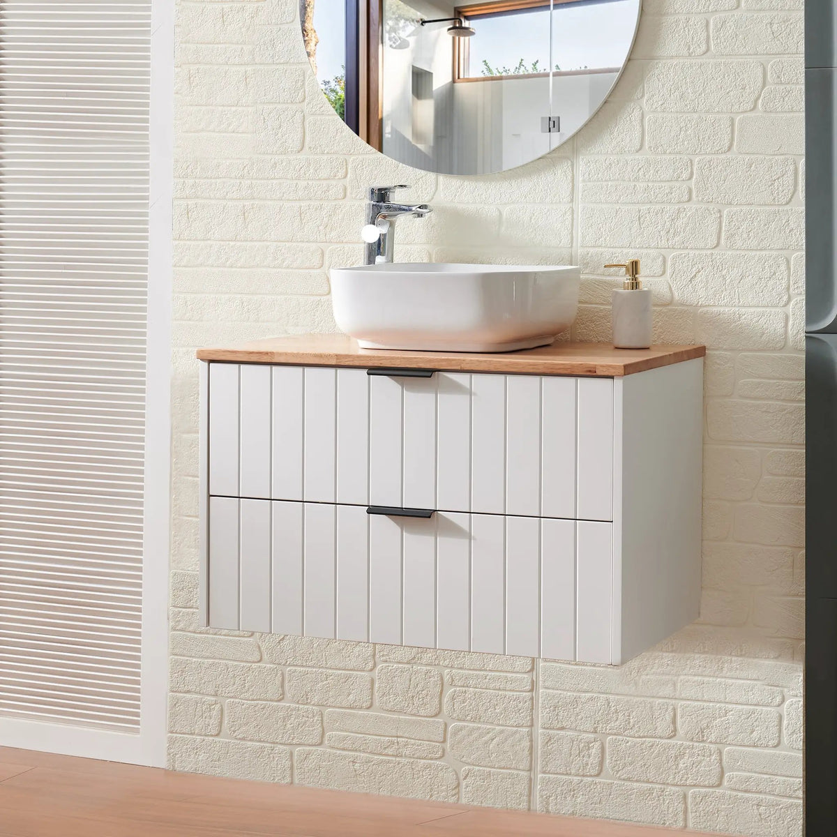 32-Inch Double Drawer Wall-Mounted Bathroom Vanity, photo 2 of 10
