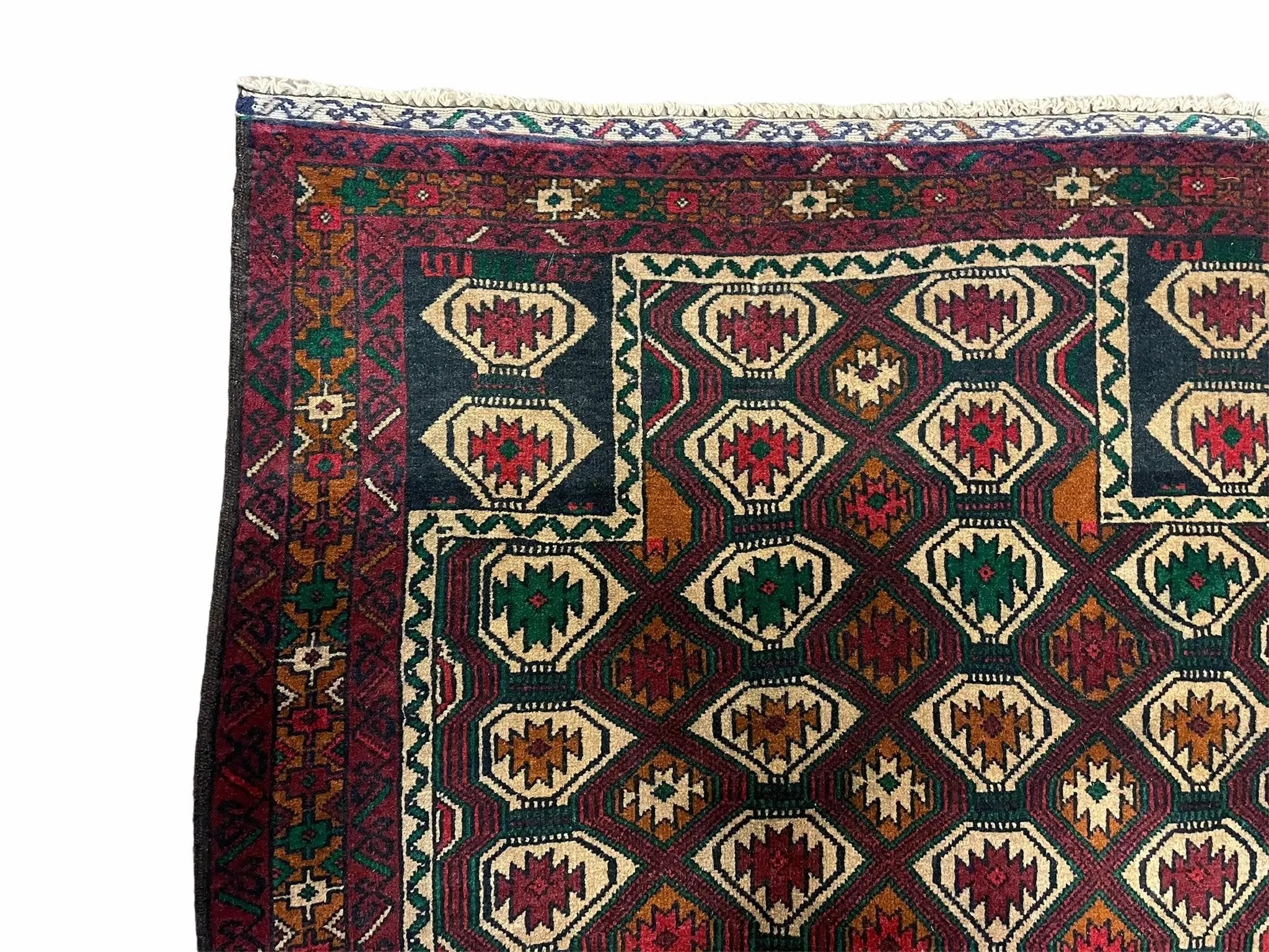 3x5 Vintage Handmade Wool Rug Tribal Turkoman Balouch Prayer Rug Organic Dyes by Jewel Rugs