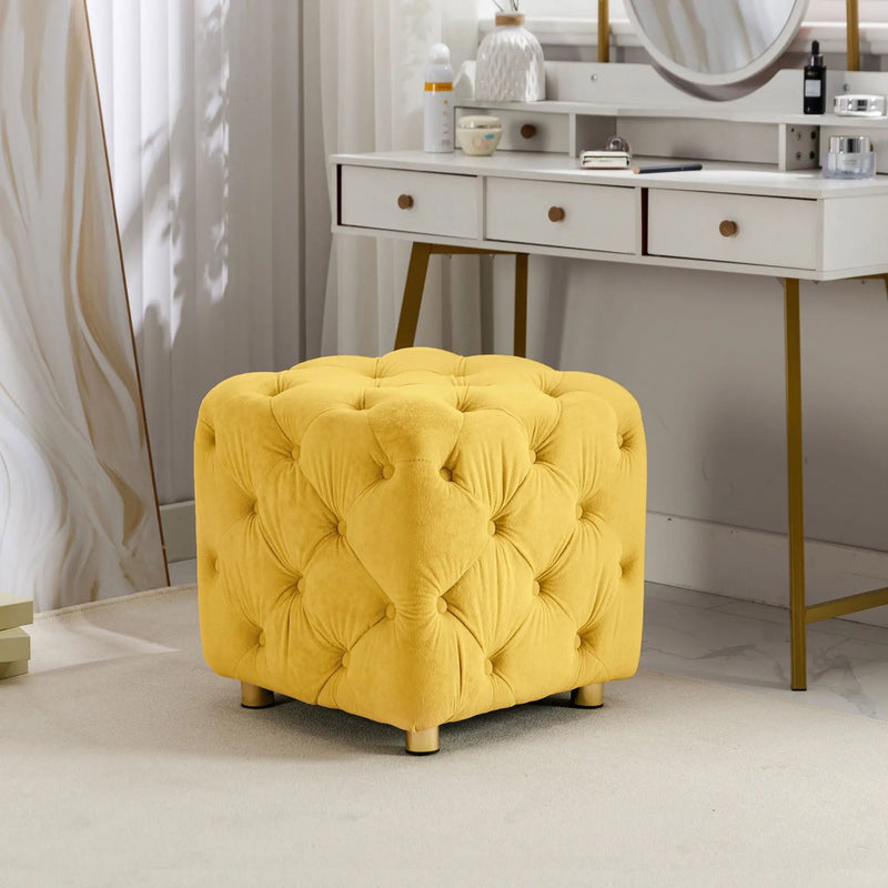 Modern Upholstered Ottoman, Exquisite Small End Table, Soft Foot Stool, Dressing Makeup Chair, Comfortable Seat For Living Room, Bedroom, Entrance by HouseOfZazla