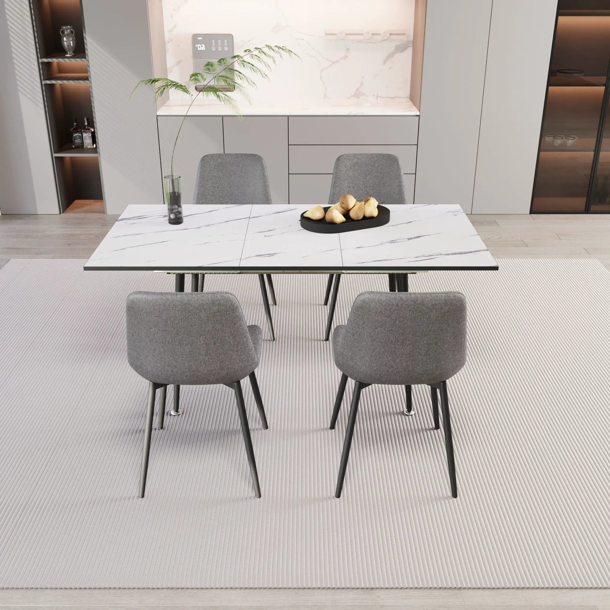 Modern Extendable Dining Table And Chair Set by Unique Piece Furniture