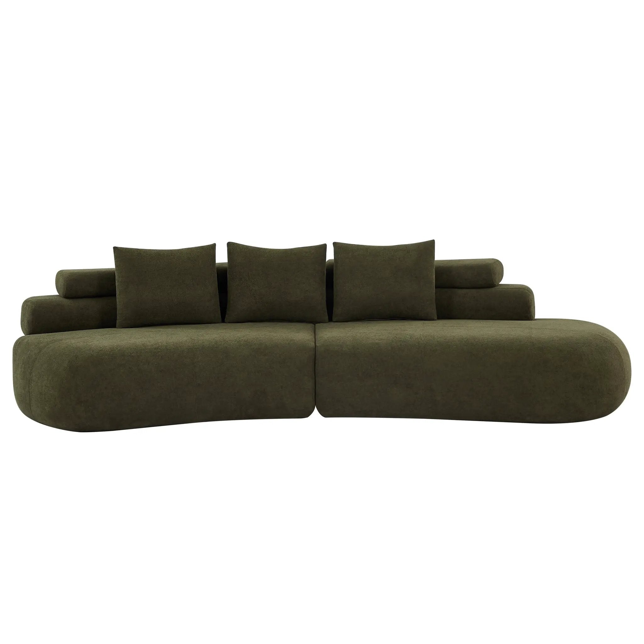 122" Curved Sectional Sofa (Olive Green) by HouseOfZazla
