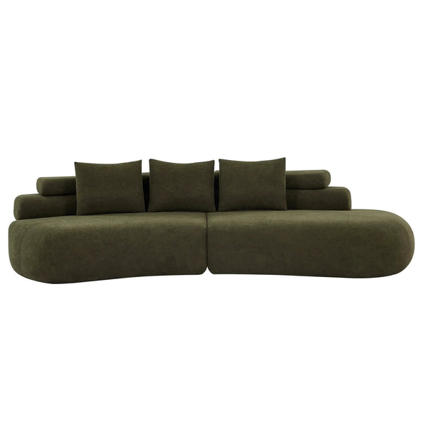 122" Curved Sectional Sofa (Olive Green)