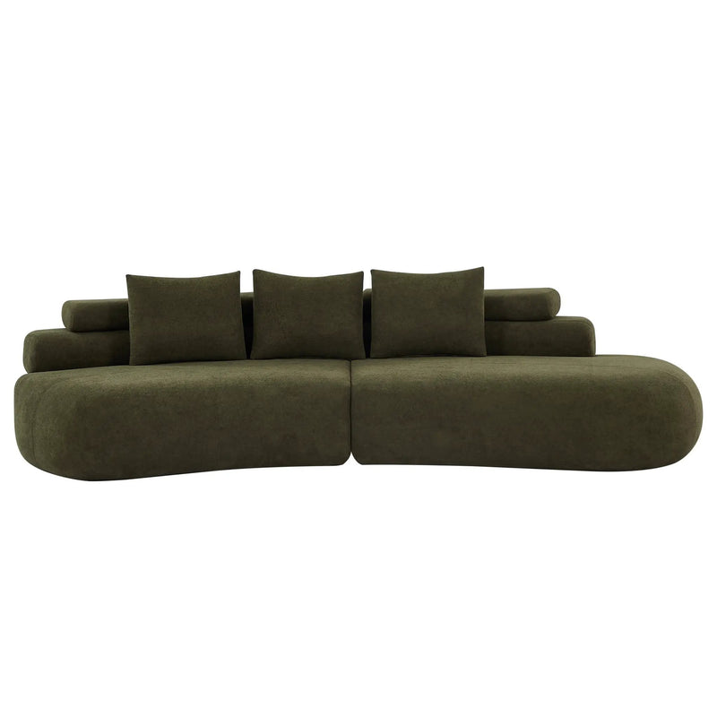 122" Curved Sectional Sofa (Olive Green) by HouseOfZazla