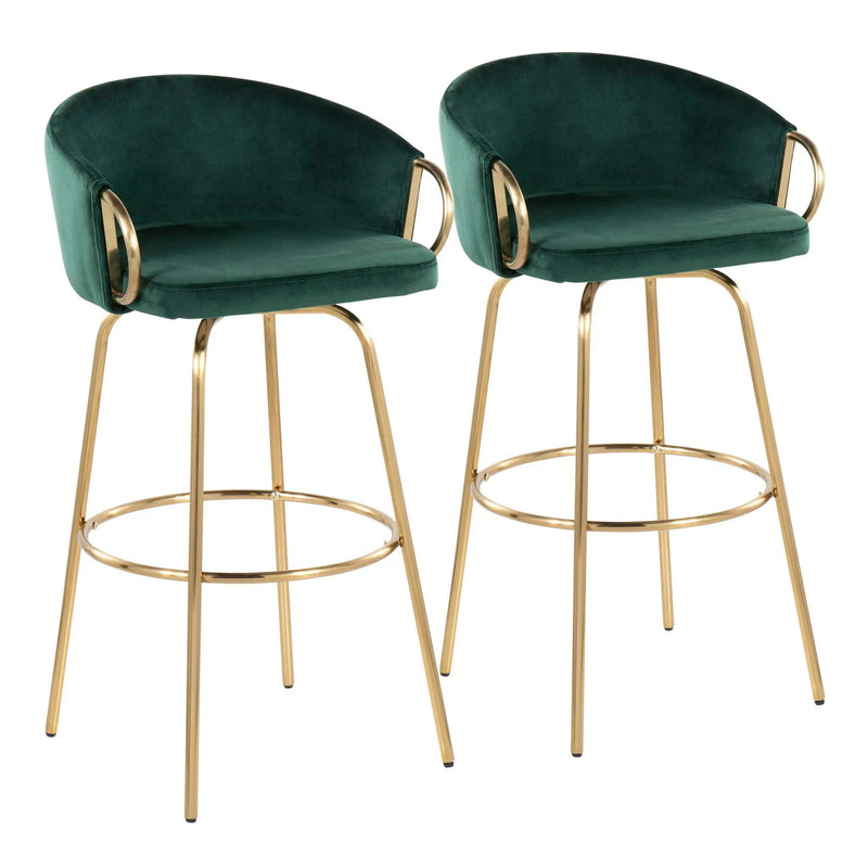 Claire - Contemporary / Glam Fixed Height Bar Stool (Set of 2) Round Footrest (Set of 2) by Unique Piece Furniture