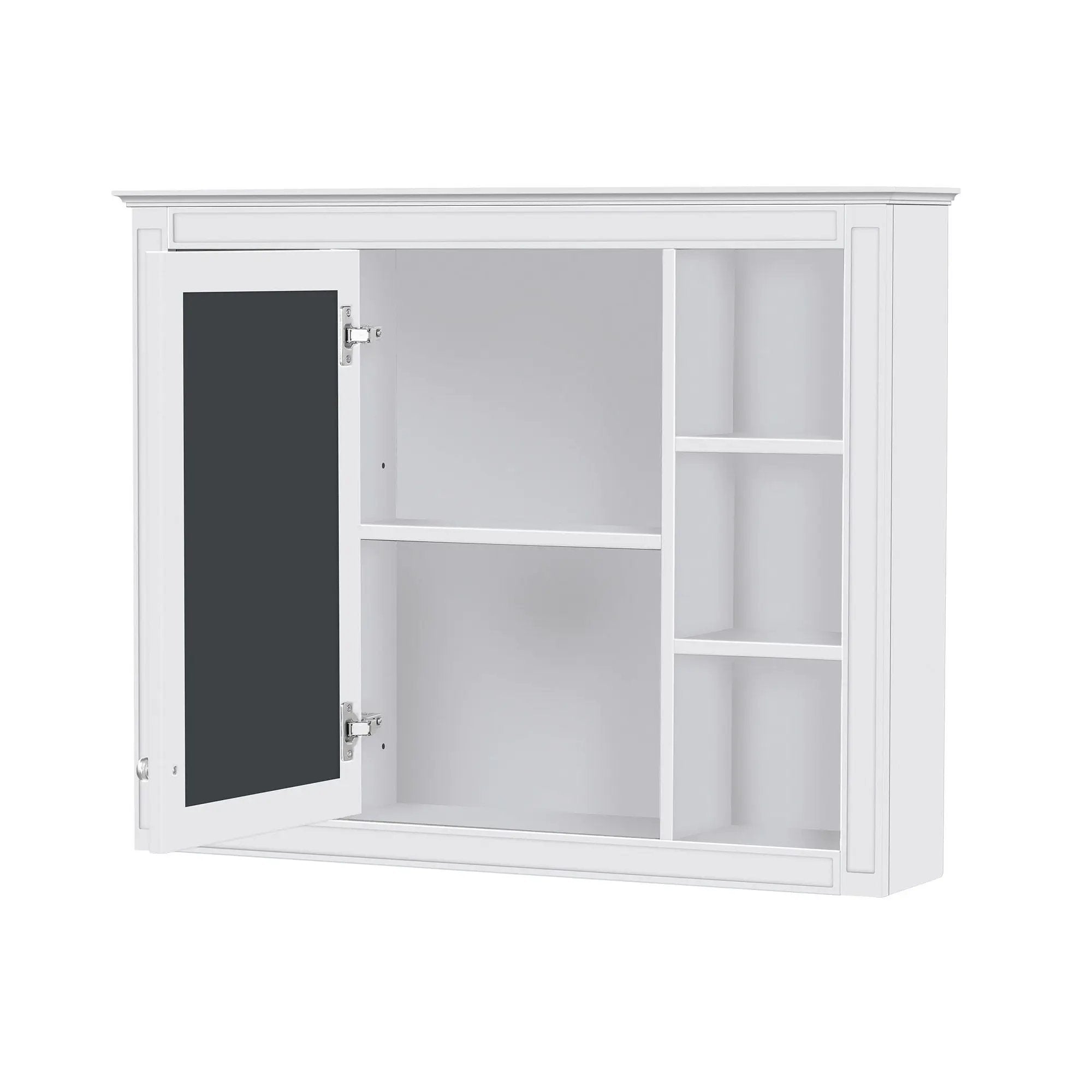 Wall Mounted Medicine Cabinet With Mirror, Storage Cabinet Featuring 6 Open Shelves And Adjustable Interior by HouseOfZazla