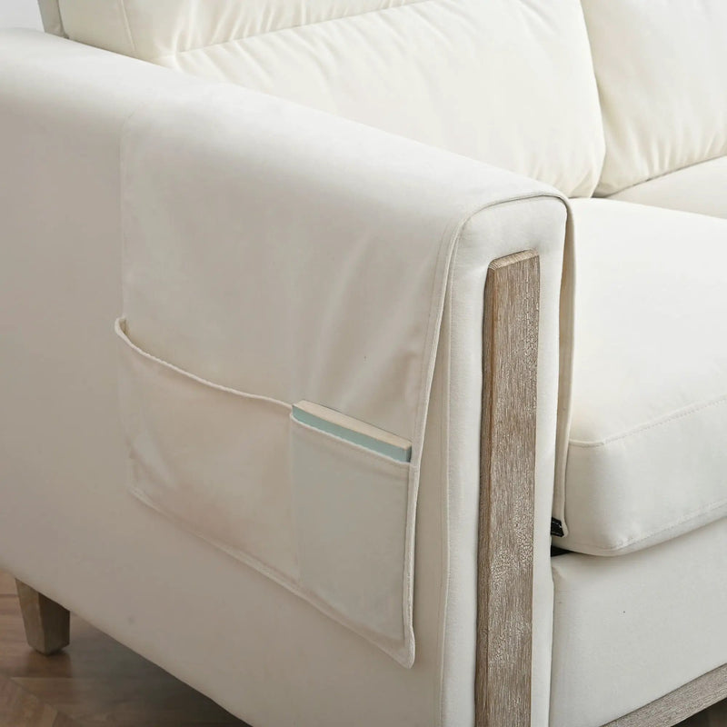 Comfortable Solid Wood Three-Seater Sofa, Soft Cushions, Durable And Long-Lasting, 79.5" Sofa Couch For Living Room by Unique Piece Furniture