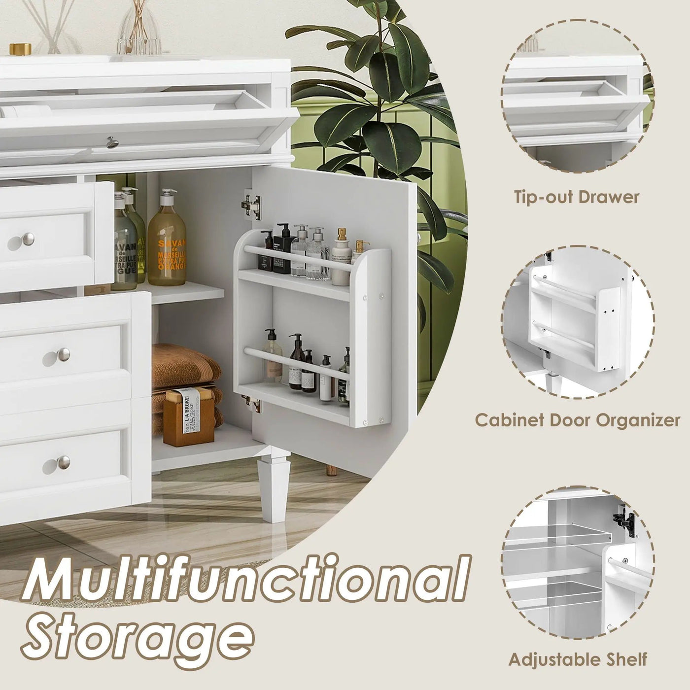 Bathroom Vanity With Top Sink, 2 Drawers And Tip Out Drawer by Unique Piece Furniture