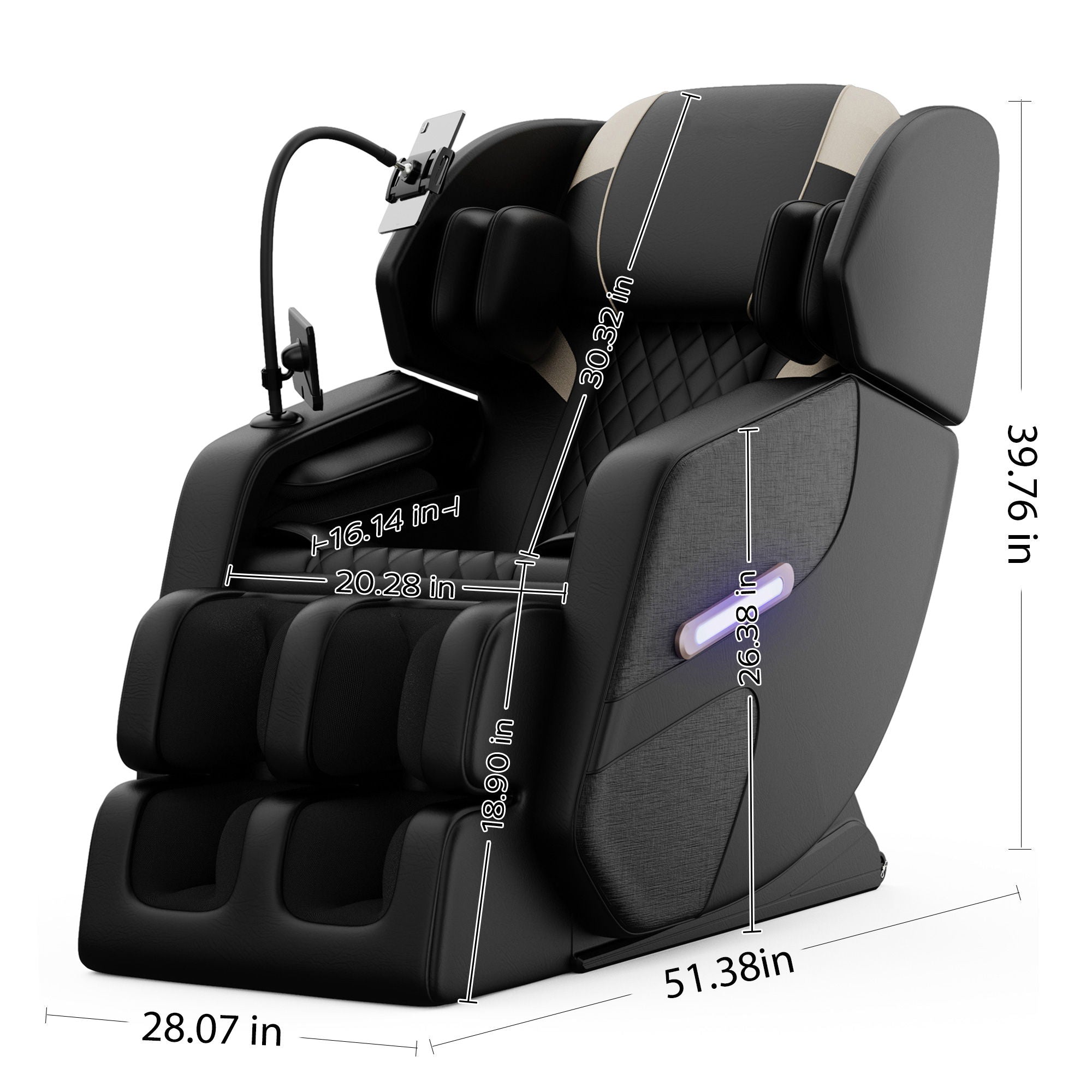 Massage Chair Recliner With Zero Gravity, Full Body Air Pressure - Black by HouseOfZazla