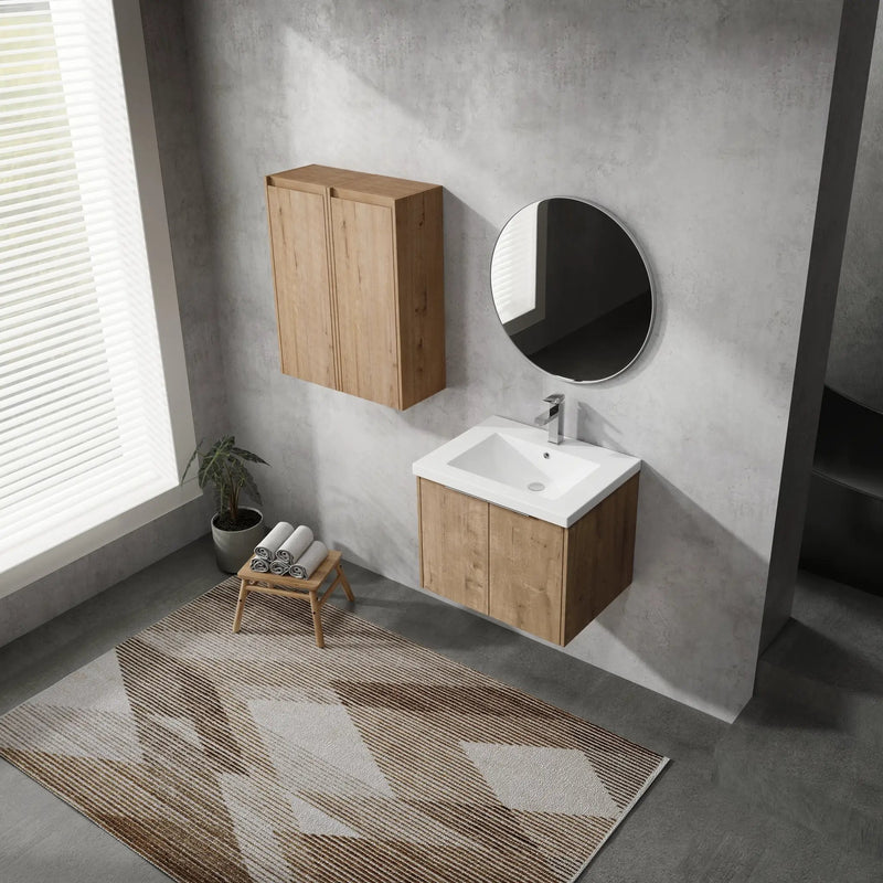 24" Wall-Mounted Bathroom Vanity With Sink and Side Cabinet by HouseOfZazla