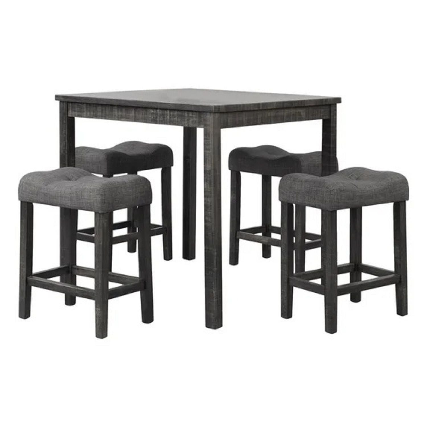 Transitional Counter Dining Set With 4 Tufted Stools by HouseOfZazla