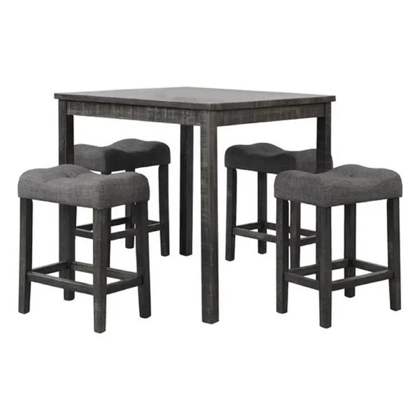 Transitional Counter Dining Set With 4 Tufted Stools