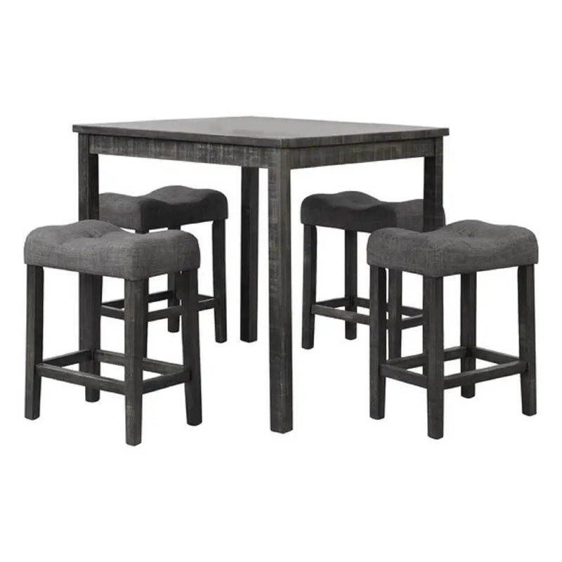 Transitional Counter Dining Set With 4 Tufted Stools by HouseOfZazla