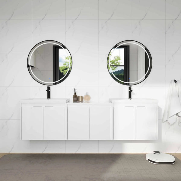 72" Bathroom Vanity With Resin Sink, Soft Close Doors and 1-Side Cabinet