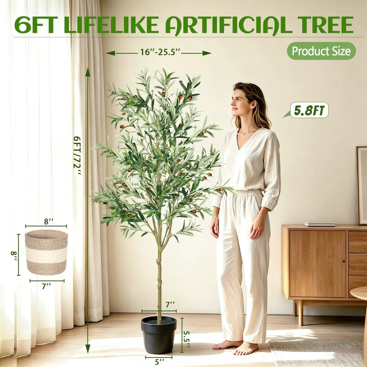 6FT Artificial Olive Tree Indoor Faux Plant by HouseOfZazla