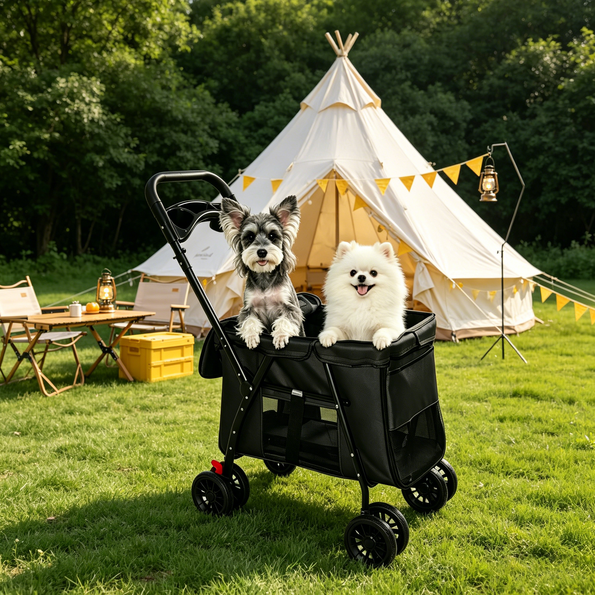 Pet Stroller Foldable 4-Wheel Design with Breathable Mesh by HouseOfZazla