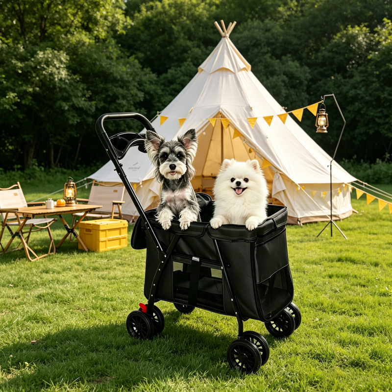 Pet Stroller Foldable 4-Wheel Design with Breathable Mesh by HouseOfZazla