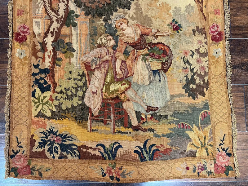 Antique Tapestry 3x4, European French Tapestry, Hand Loomed Victorian Tapestry, Vintage Wool Tapestry 3 x 4 ft by Jewel Rugs