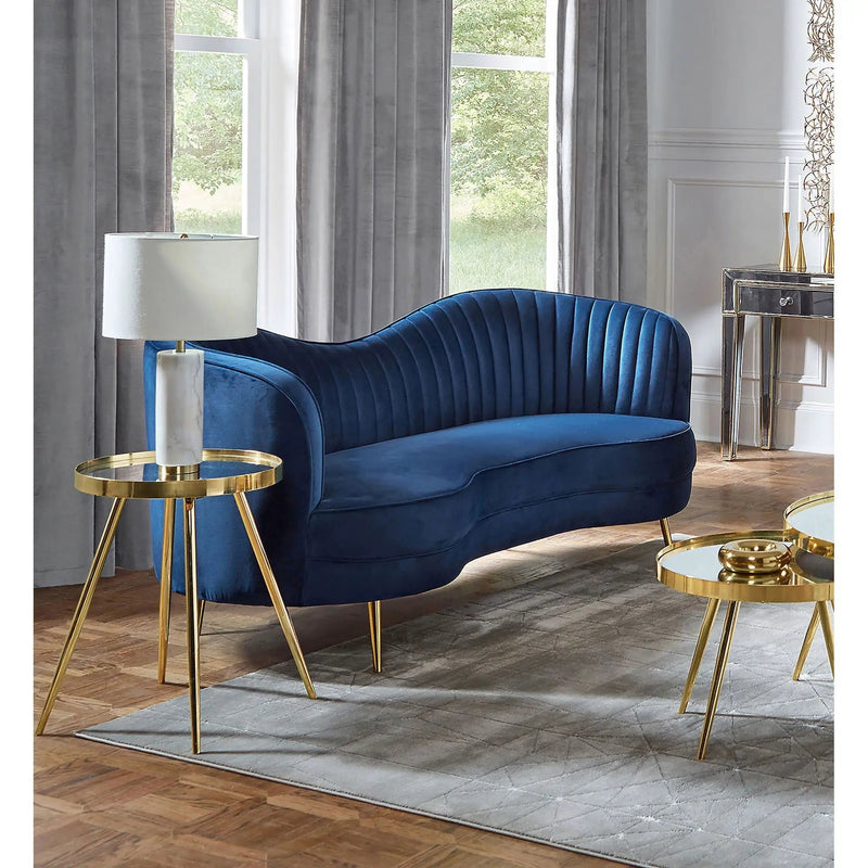 Marsden - Upholstered Vertical Channel Tufted Loveseat Seating With Tapered Legs - Blue by HouseOfZazla