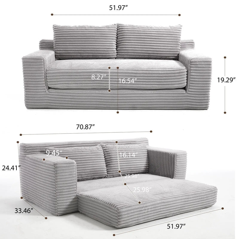 Convertible Loveseat Sofa Bed With Memory Foam & Steel Frame by Unique Piece Furniture