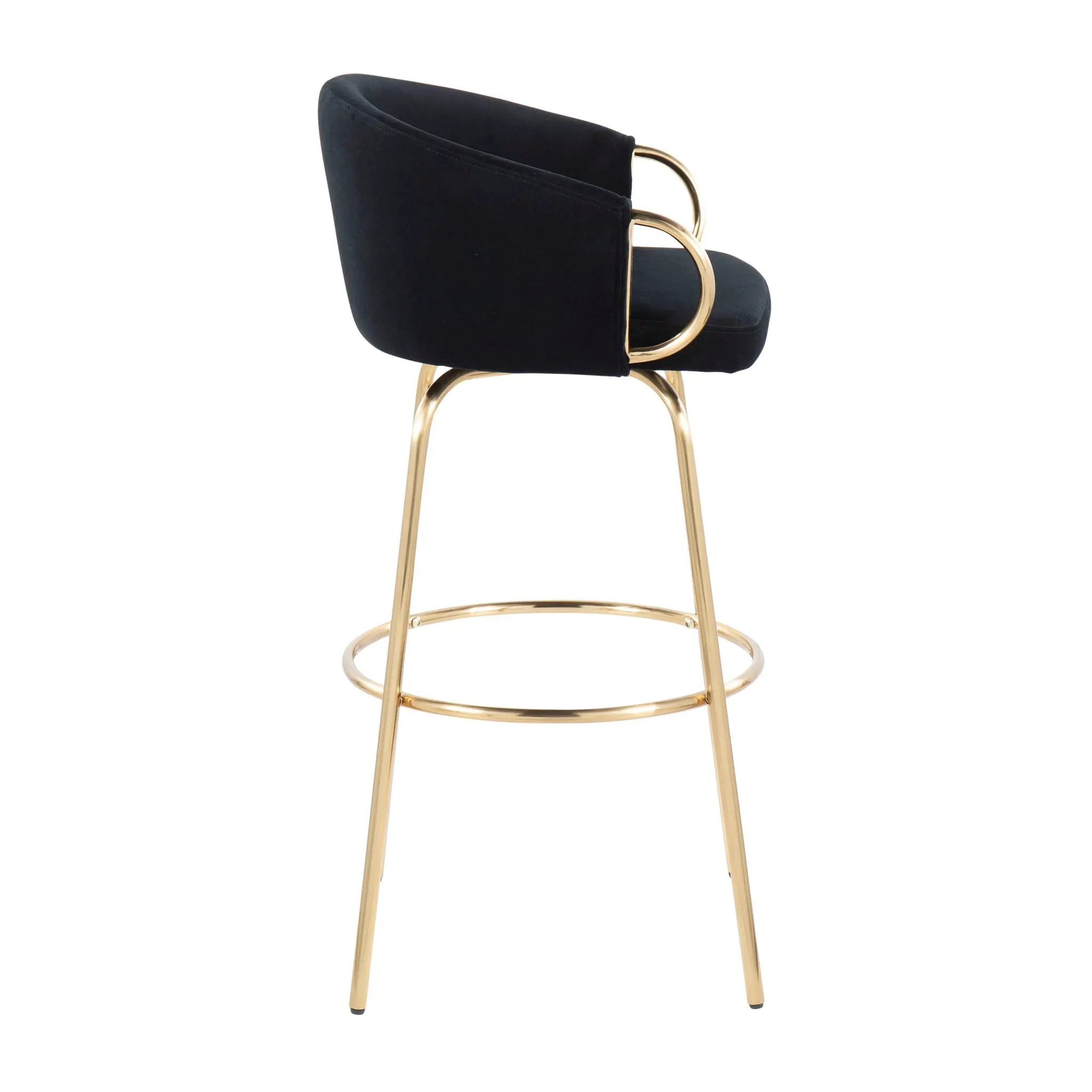 Claire - Contemporary / Glam Fixed Height Bar Stool (Set of 2) Round Footrest (Set of 2) by Unique Piece Furniture