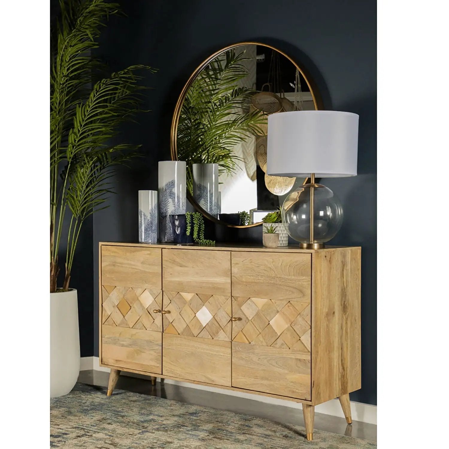Austin - 3 Door Accent Cabinet With Tapered Legs - Natural by HouseOfZazla